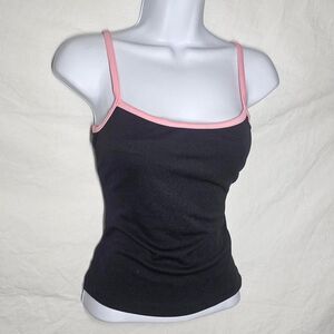 Vintage y2k athletic athleisure black pink baby tee tank top